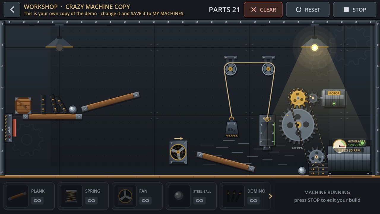 Workshop sandbox running the Crazy Machine copy